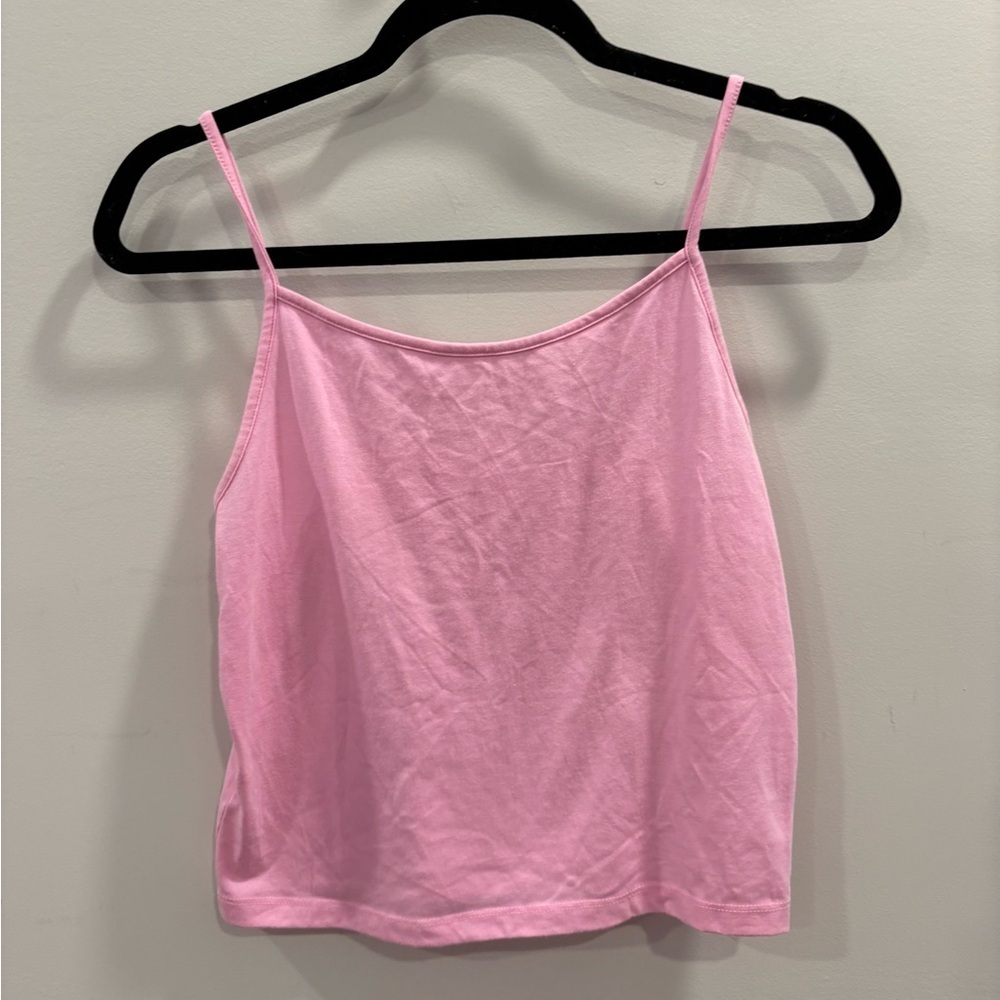 Pink Spaghetti Strap Cami Top Size Large Sleeveless Casual Layering Tank